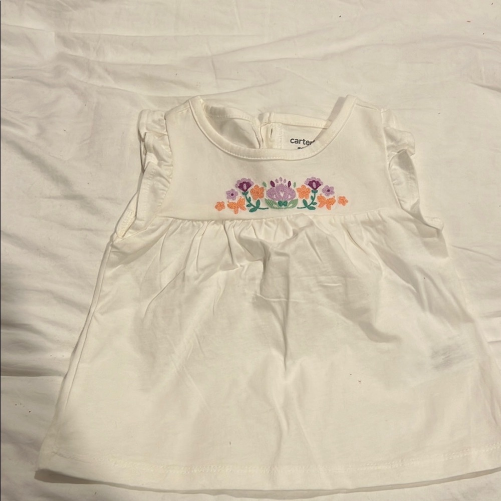 Carter's White Baby Dress with Floral Embroidery
